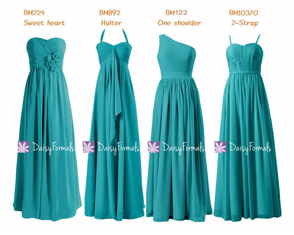 winter burgundy bridesmaid dresses Dark Turquoise Bridesmaids Dress Mix-Match Long Party Dress Cyan Chiff –  DaisyFormals-Bridesmaid and Formal Dresses in 59+ Colors
