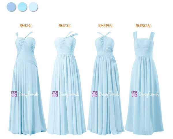 Ice Blue Long Bridesmaids Dress