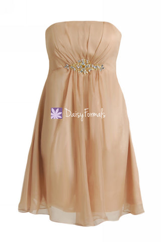 Elegant Chiffon Party Dress Chic Strapless Cocktail Dress Prom Dress (PR28072)