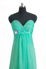Aqua Mint Prom Dress Long Strapless Defined V-neckline Party Dress Evening Dress (PR29040)