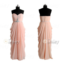 Sweetheart long apricot prom dress beaded a-line chiffon formal evening dresses(pr72168)