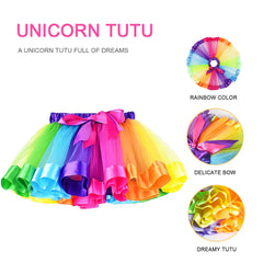 Unicorn Rainbow Tutu Skirt Set (7 Pack) for Girls Unicorn Themed Birthday Party（3-8 Years）