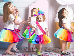 Unicorn Rainbow Tutu Skirt Set (7 Pack) for Girls Unicorn Themed Birthday Party（3-8 Years）