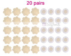 20 Pairs Sexy Pasties Satin Nipple Cover Breast Petal pasties Disposable (Flower & Round)