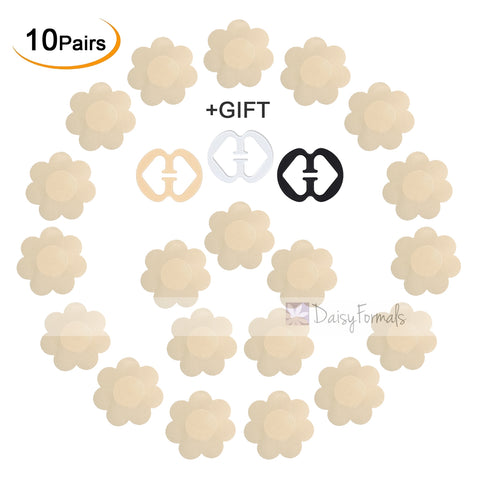 10 Pairs Pasties Satin Nipple Cover Stickers Disposable Breast Pasties Flower Shape