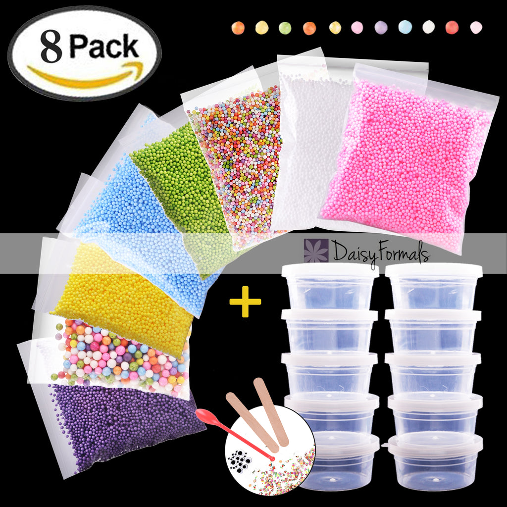 71000pcs Foam Beads for Slime and DIY Crafts Supplies(8Pack), Colorful Styrofoam  Balls For Making Floam, School Arts, Fillter - Free Bonus Fruit Slice +  Googly Eyes + Slime Tools Set – DaisyFormals-Bridesmaid