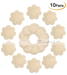 10 Pairs Satin Pasties Women Sexy Pasties Disposable Nipple Covers(Flower & Round)