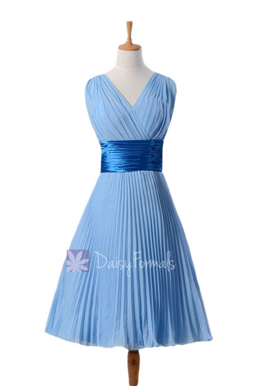 In Stock,Ready To Ship - Vintage Short Chiffon Dress V-Neck Blue Formal Dress(BM3171) - (#38 Cornflower) DaisyFormals-Bridesmaid and Formal Dresses in 59+ Colors In Stock,Ready To Ship - Vintage Short Chiffon Dress V-Neck Blue Formal Dress(BM3171) - (#38 Cornflower) DaisyFormals-Bridesmaid and Formal Dresses in 59+ Colors