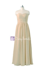 Champagne chiffon formal dress long party dress for lady wedding party dress (bm10824l)