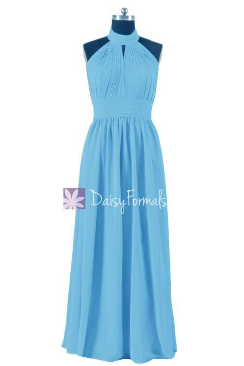 Sea Blue Chiffon Bridesmaids Dress Online Long Light Blue Halter Neckline Party Dress (BM5742) DaisyFormals-Bridesmaid and Formal Dresses in 59+ Colors Sea Blue Chiffon Bridesmaids Dress Online Long Light Blue Halter Neckline Party Dress (BM5742) DaisyFormals-Bridesmaid and Formal Dresses in 59+ Colors