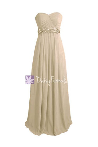 Inexpensive Champagne Bridesmaids Dress Long Beach Wedding Party Dress (BM98480)