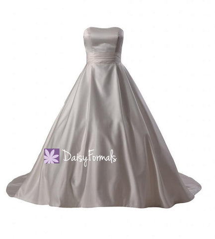 Classic Satin Wedding Dress Wedding Gown W/chapel Train(wd0112379)