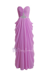 Purple chiffon prom dress sweetheart beaded a-line latest chiffon bridesmaid dresses(pr72168)