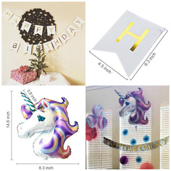 Unicorn Party Supplies & Decorations with Unicorn Cake Topper,Unicorn Headband,24 Pcs Unicorn Cupcake Toppers Wrappers and Happy Birthday Banner plus Unicorn Balloons Latex Party Ballons,Great for Birthday Party, Baby Shower and Unicorn Party(35 Packs)