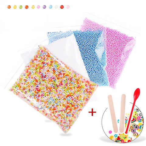 50000pcs Foam Beads for Slime 0.08-0.18 Inch Craft Foam Balls(4Pack) Ideal For Homemade Slime, Kid's Craft, Wedding and Party Decoration, Bonus Fruit Slice + Spoon + Stir Sticks(EAN: 4813781491891)