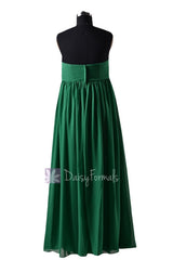 In stock,Ready to Ship - Long Strapless Green Chiffon Bridesmaid Dress (BM2404)- (#29 Green)