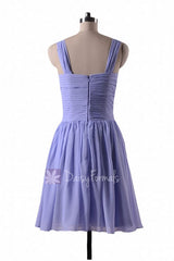 Hydrangea blue chiffon party dress short periwinkle bridesmaid dresses(bm800)