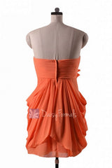 In stock,ready to ship - sheath orange chiffon simple cocktail bridesmaid dresses (bm332n) - (#22 orange, sz10)