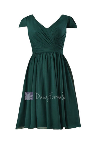 In stock,Ready to Ship - Plus Size Short Rich Peacock Bridesmaid Dress(BM5192S) - (Rich Peacock)