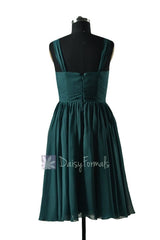 In stock,ready to ship - short knee length rich peacock chiffon bridesmaid dresses(bm5195s) - (rich peacock, sz12)