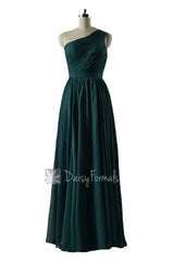 In stock,ready to ship - long one shoulder rich peacock simple bridesmaid dress(bm10822l) - (rich peacock, sz2)