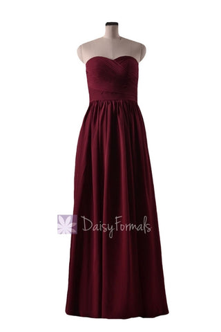 Falu Red Bridal Party Dress Long Sweetheart Red Chiffon Bridesmaid Dress(BM10824L)
