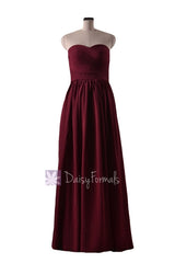 Falu red bridal party dress long sweetheart red chiffon bridesmaid dress(bm10824l)