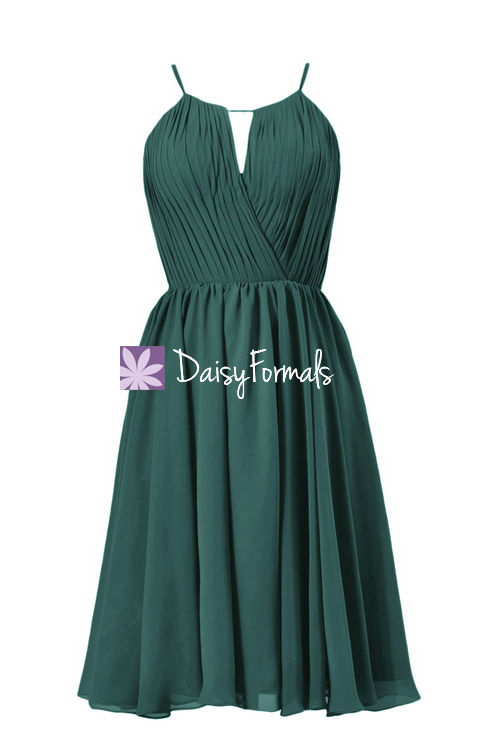 Rich peacock beach wedding party dress short teal chiffon bridesmaid dress online (bm10826s)