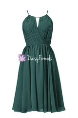 Rich peacock beach wedding party dress short teal chiffon bridesmaid dress online (bm10826s)