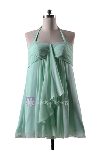 In stock,Ready to Ship - Mint Maternity Bridesmaid Dress Halter Chiffon Dress(BM892N)- (#34 Mint)