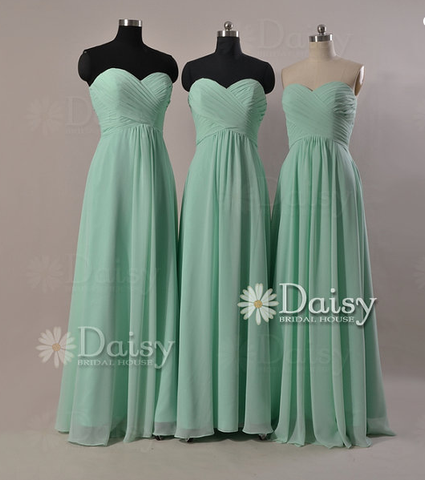 Custom Mint Chiffon Bridesmaid Dress Chiffon Evening Dress Mint Party Dress(BM2442)