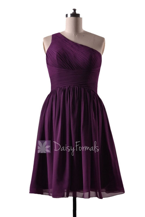 In Stock,Ready To Ship - Short One Shoulder Purple Chiffon Bridesmaid Dress(BM351) - (#2 Byzantium) DaisyFormals-Bridesmaid and Formal Dresses in 59+ Colors In Stock,Ready To Ship - Short One Shoulder Purple Chiffon Bridesmaid Dress(BM351) - (#2 Byzantium) DaisyFormals-Bridesmaid and Formal Dresses in 59+ Colors