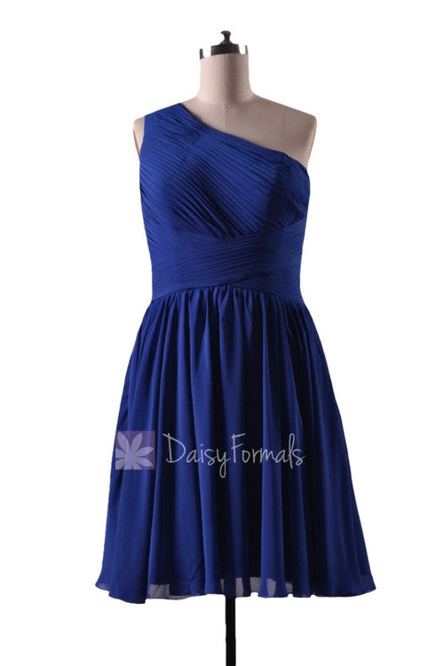 In Stock,Ready To Ship - Short One Shoulder Blue Chiffon Bridesmaid Dress(BM351) - (#36 Sapphire) DaisyFormals-Bridesmaid and Formal Dresses in 59+ Colors In Stock,Ready To Ship - Short One Shoulder Blue Chiffon Bridesmaid Dress(BM351) - (#36 Sapphire) DaisyFormals-Bridesmaid and Formal Dresses in 59+ Colors