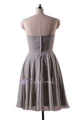 In stock,ready to ship - short knee length sweetheart gray elegant chiffon bridesmaid dresses(bm8487s) - (#55 gray, sz10)