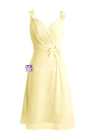Short Banana Yellow Bridal Party Dress Affordable Chiffon Bridesmaids Dress (BM10298)