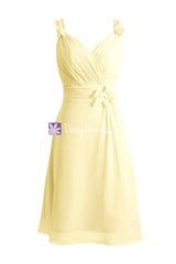 Short banana yellow bridal party dress online affordable chiffon bridesmaids dress (bm10298)