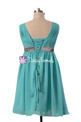 Tiffany blue & grey mix match color bridal party dresses online (bm1029s two-color)