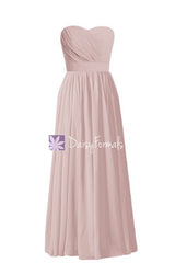 Long Dusty Rose Chiffon Party Dress Strapless Semi Sweetheart Prom Dress Formal Dress (BM102AL)