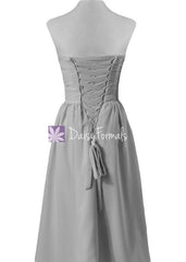 Long Dusty Rose Chiffon Party Dress Strapless Semi Sweetheart Prom Dress Formal Dress (BM102AL)