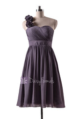 In stock,ready to ship - short one shoulder gray bridesmaid dress online(bm233) - (#54 slate gray, sz8)