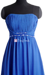 Blue prom dress blue chiffon bridesmaids dress long chiffon evening dress formal dresses(bm1035)