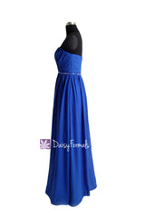 Blue Prom Dress Blue Chiffon Bridesmaids Dress Long Chiffon Evening Dress Formal Dress(BM1035)