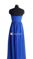 Blue Prom Dress Blue Chiffon Bridesmaids Dress Long Chiffon Evening Dress Formal Dress(BM1035)