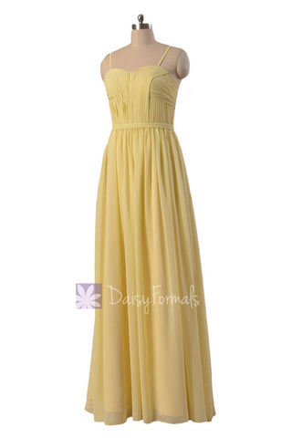 Light Yellow Chiffon Bridesmaid Dress Flowing Party Dress Stylish Formal Gowns (BM1037o)