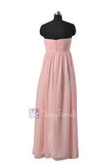 Gorgeous Floor Length Pink Chiffon Wedding Party Dress W/Empire Waist(BM10821L)