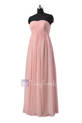Gorgeous floor length pink chiffon wedding party dresses online w/empire waist(bm10821l)