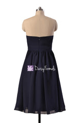 Dark Scarlet Empire Bridesmaids Dress Short Knee Length Party Dress Beach Chiffon Dress (BM10821S)