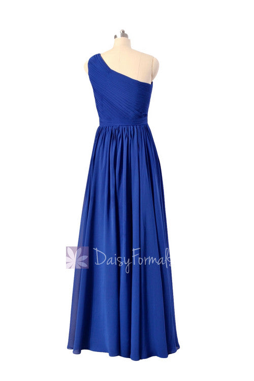 sapphire blue wedding dress Sapphire Chiffon Beach Wedding Party Dress Long One Shoulder Bridesmaid Dress(BM10822L) – DaisyFormals-Bridesmaid and Formal Dresses in 59+ Colors