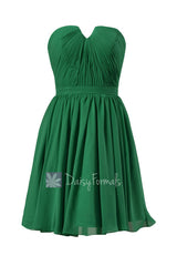 Green chiffon mini skirt pleated cocktail dress special occasion dress w/inserted v-neck(bm10823n)