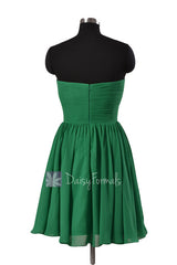 Green chiffon mini skirt pleated cocktail dress special occasion dresses w/inserted v-neck(bm10823n)